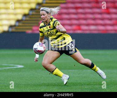 DAGENHAM, ENGLAND - 31. OKTOBER: Emma Beckett von Watford Ladies während des Barclays FA Women's Championship Matches zwischen Watford und Crystal Palace at Stockfoto