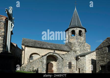 Mareugheol Kirche in Lembronnais Ebene., Puy de Dome, Auvergne-Rhone-Alpes, Frankreich Stockfoto