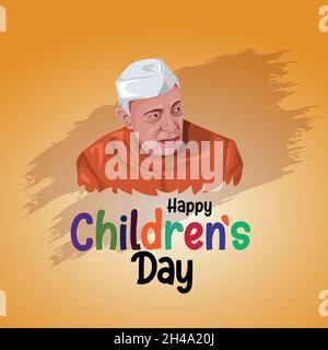 Happy Children's Day wird in Indien am November-14 Jawaharlal Nehrus Geburtstag gefeiert.erster Premierminister von Indien. vektor-Illustration Stock Vektor