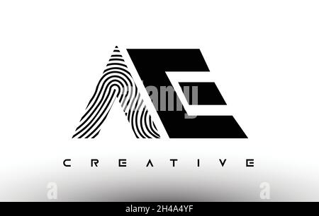 AE-Logo mit Zebra-Schriftzug und Fingerabdruck. AE-Logo mit Fingerabdruck Creative Icon Vektorgrafik Stock Vektor