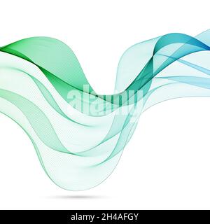 Abstrakte schwarze Linienwelle, geschwungene Streifen. Vektor EPS 10 Stockfoto