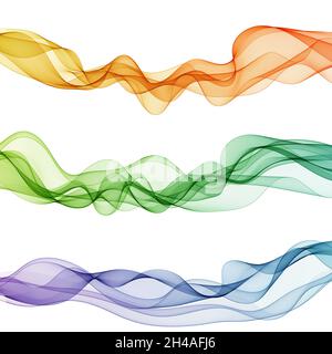 Satz von abstrakten farbigen Wellen. Vektorhintergrund. Designelement Stockfoto
