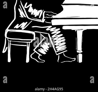Jazz-Pianist in schwarz und weiß - Vektor-illustration Stock Vektor
