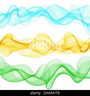 Satz von abstrakten farbigen Wellen. Vektorhintergrund. Designelement Stockfoto