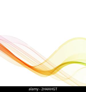 Abstrakter Wellenvektor für fließende Bewegungen. Geschwungene, regenbogenfarbene Linien. Stockfoto