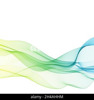 Gelbe, grüne, blaue Linien Vektorwelle Abstraktes Bild Stockfoto