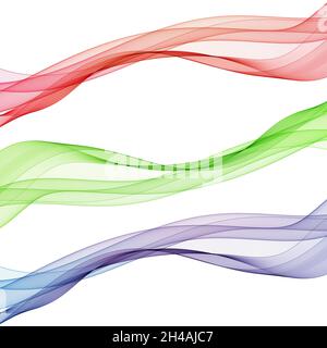 Satz von abstrakten farbigen Wellen. Vektorhintergrund. Designelement Stockfoto
