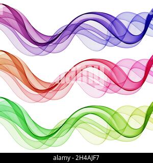 Satz von abstrakten farbigen Wellen. Vektorhintergrund. Designelement Stockfoto