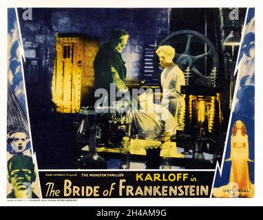 Die Braut Frankensteins (Universal, 1935). Lobby-Karte. Mit Boris Karloff und Elsa Lanchester. Stockfoto