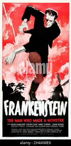 Frankenstein (Universal, R-1938). Filmposter mit drei Bögen. Stockfoto