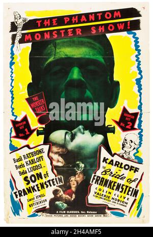 Son of Frankenstein - Bride of Frankenstein Combo-Filmposter (RealART, 1947). Mit Boris Karloff. Stockfoto