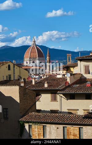 Panoramablick über den Dom von Santa Maria del Fiore. Florenz, Italien Stockfoto