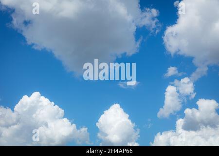Geschwollene weißen Wolken vor blauem Himmel Stockfoto