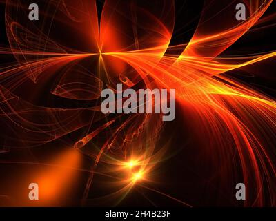 Leuchtet in dunklen Flecken und Kurven - abstrakte 3d-Illustration Stockfoto