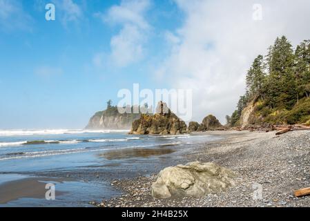 Berühmter Ruby Beach an der Pazifikküste, Olympic National Park, USA Stockfoto