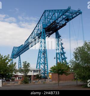 Transporter Bridge über den Fluss Tees in Middlesborough Cleveland, Großbritannien Stockfoto