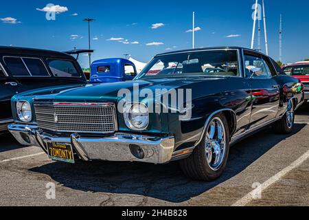 Reno, NV - 4. August 2021: 1970 Chevrolet Monte Carlo Coupe auf einer lokalen Automobilmesse. Stockfoto