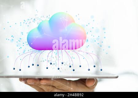 3d Render Artificial Intelligence Cloud-Technologie. Integrierter Hintergrund für digitales Webkonzept Stockfoto