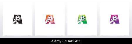 Fußball auf Buchstabe Logo Design A Stock Vektor