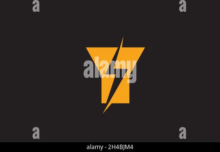 Logo-Symbol für Z-gelbes schwarzes Alphabet. Design für elektrische Blitzeinschläge für Energie- oder Energieunternehmen Stock Vektor