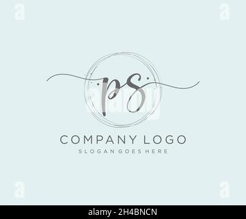Feminines PS-Logo. Verwendbar für Natur, Salon, Spa, Kosmetik und Beauty Logos. Flaches Vektor-Logo-Design-Template-Element. Stock Vektor