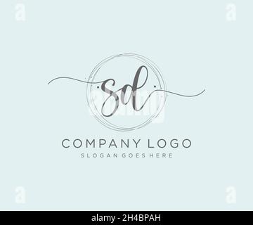 Feminines SD-Logo. Verwendbar für Natur, Salon, Spa, Kosmetik und Beauty Logos. Flaches Vektor-Logo-Design-Template-Element. Stock Vektor