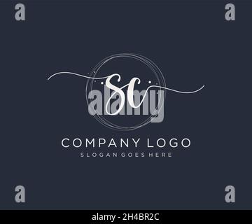 Feminines SC-Logo. Verwendbar für Natur, Salon, Spa, Kosmetik und Beauty Logos. Flaches Vektor-Logo-Design-Template-Element. Stock Vektor