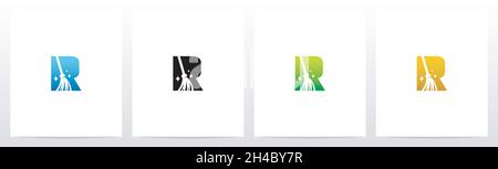 Besen auf Brieflogo-Design R Stock Vektor