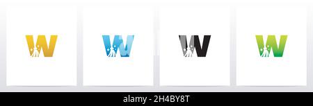 Besen auf Brief Logo Design W Stock Vektor