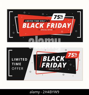 Flaches Design schwarz freitag Banner Vektor Design Illustration Stock Vektor