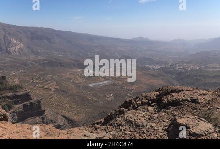 Gran Canaria, zentraler montainous Teil der Insel, Las Cumbres, dh die Summits, Landschaften entlang der beliebten Wanderroute Camino de Plata Stockfoto