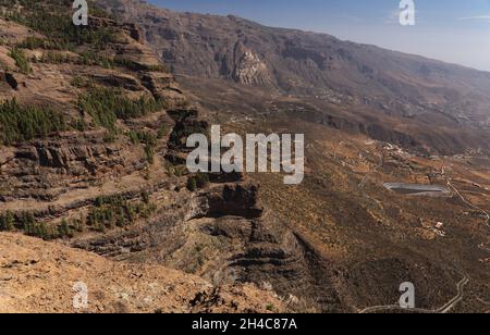 Gran Canaria, zentraler montainous Teil der Insel, Las Cumbres, dh die Summits, Landschaften entlang der beliebten Wanderroute Camino de Plata Stockfoto