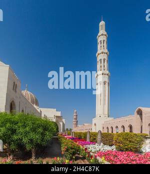 Garten der Großen Moschee von Sultan Qaboos in Maskat, Oman Stockfoto