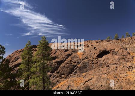 Gran Canaria, zentraler montainous Teil der Insel, Las Cumbres, dh die Summits, Landschaften entlang der beliebten Wanderroute Camino de Plata Stockfoto