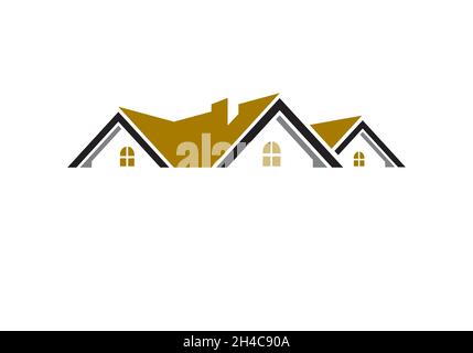 Dachhaus Logo Design-Konzept im Zusammenhang mit Immobilien oder Immobilien Stockfoto