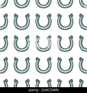 Illustration zum Thema Irish Holiday St. Patrick Tag, nahtlose Hufeisen. Muster St. Patrick Tag bestehend aus identischen Hufeisen auf weißem Hintergrund Stock Vektor