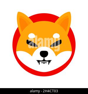 Shiba Inu-Münze. SHIB-Kryptowährungstoken. Digitales Geld. Shiba Inu-Münzsymbol. Vektorgrafik. Stock Vektor