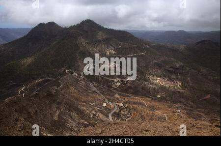Gran Canaria, zentraler montainous Teil der Insel, Las Cumbres, dh die Summits, Landschaften entlang der beliebten Wanderroute Camino de Plata Stockfoto
