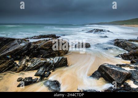 Raue Meere auf der Isle of Harris, Äußere Hebriden, Schottland Stockfoto