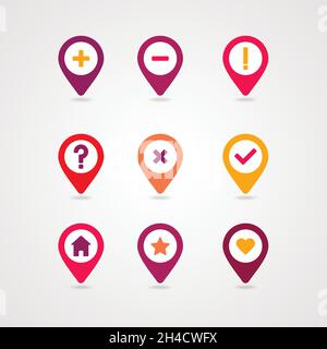 Symbol für die Zuordnung von PINs. Kartenzeiger. Kartenmarkierungen. Vektorgrafik EPS10 Stock Vektor