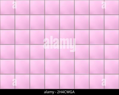 U-Bahn quadratisches Fliesenmuster. Rosa nahtlose Backstein Hintergrund. Vektor Metro Wand oder Boden Textur. Glänzendes Mosaikgitter im Innenraum Stock Vektor