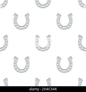 Illustration zum Thema Irish Holiday St. Patrick Tag, nahtlose Hufeisen. Muster St. Patrick Tag bestehend aus identischen Hufeisen auf weißem Hintergrund Stock Vektor