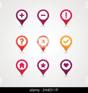 Symbol für die Zuordnung von PINs. Kartenzeiger. Kartenmarkierungen. Vektorgrafik EPS10 Stock Vektor