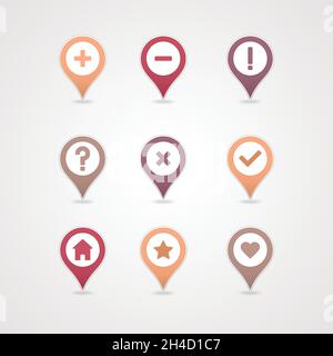Symbol für die Zuordnung von PINs. Kartenzeiger. Kartenmarkierungen. Vektorgrafik EPS10 Stock Vektor