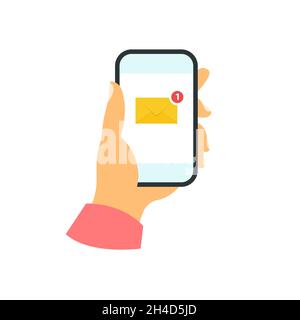 Smartphone in Hand Konzept. Neue Nachricht Stock Vektor