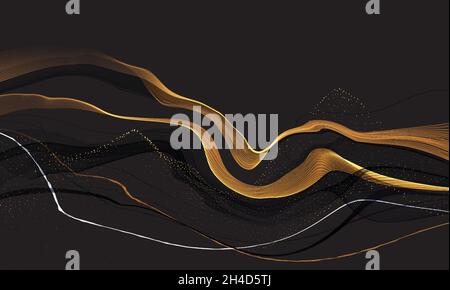 Gold, weiße Marmorschablone, künstlerisches Cover-Design, farbenfrohe, realistische Textur, luxuriöse Hintergründe. Trendiges Muster, grafisches Poster, Karten. Vektor Stock Vektor