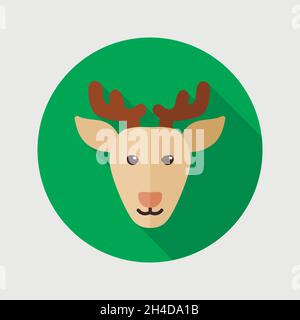 Symbol für flache Hirsche. Vektorgrafik Tierkopf, Folge 10 Stock Vektor
