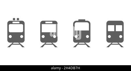 Transportsymbole eingestellt. U-Bahn, Zug, Straßenbahn Stock Vektor