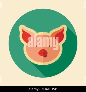 Pig Flat-Symbol. Vektorgrafik Tierkopf, Folge 10 Stock Vektor