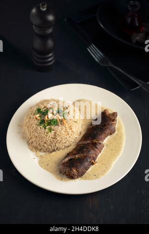 Rindersteak im Stil von Chicken Blue Stockfoto